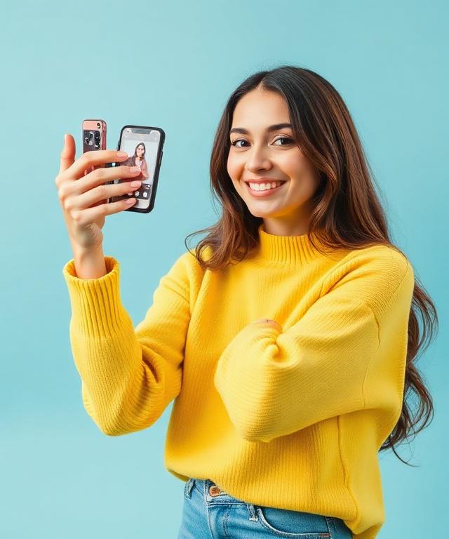 Criadora transmitindo uma live de compras pelo celular
